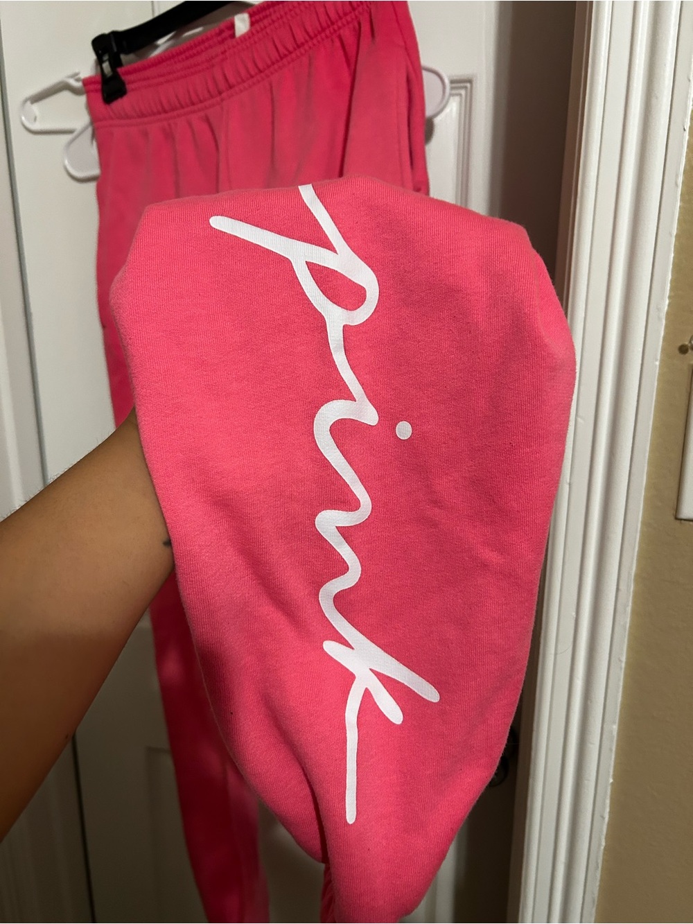 PINK Victoria's Secret Hot Pink Logo Track Pants